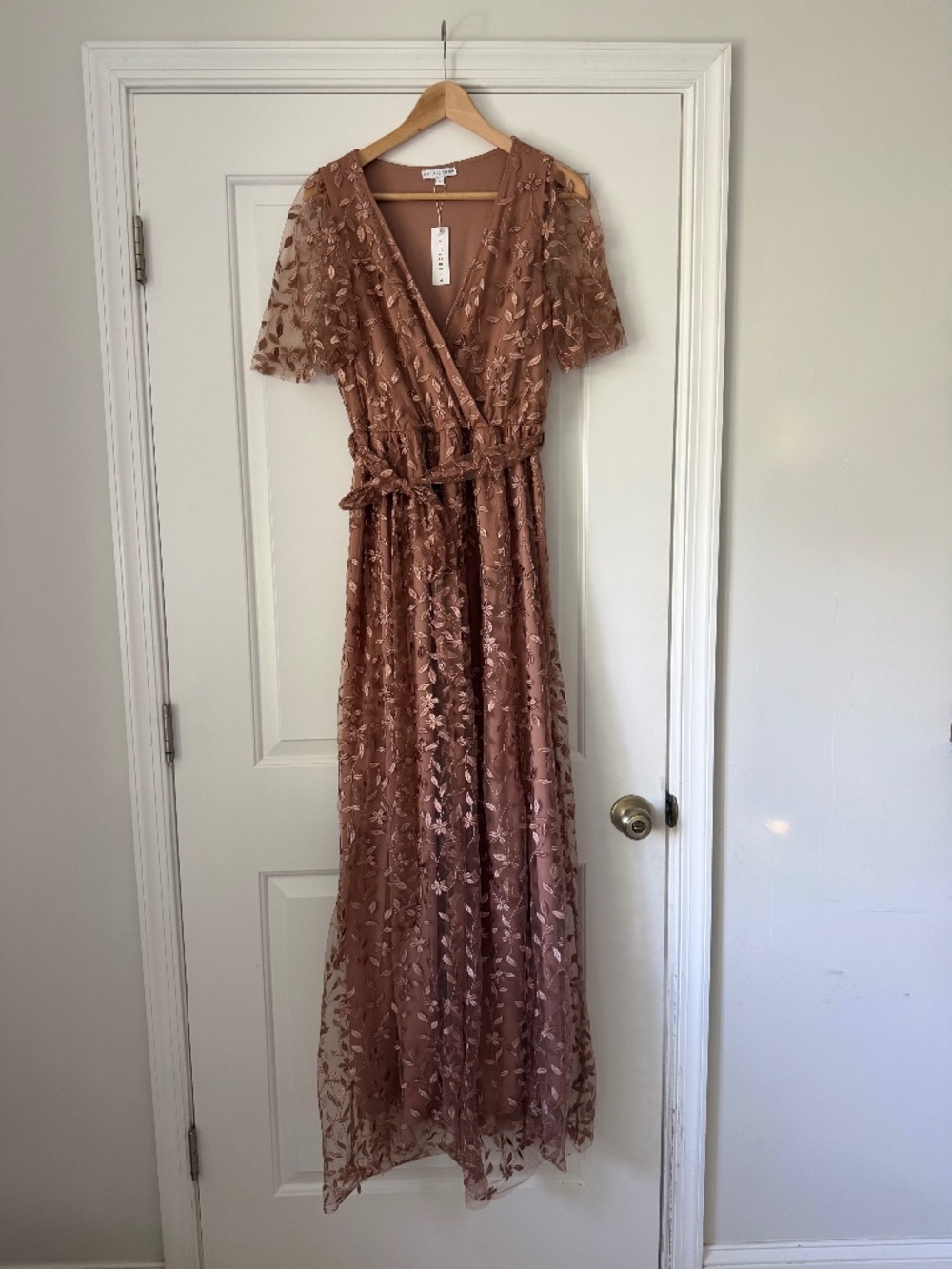 Baltic Born Marseille Embossed Maxi Dress | Nude Rose - Large